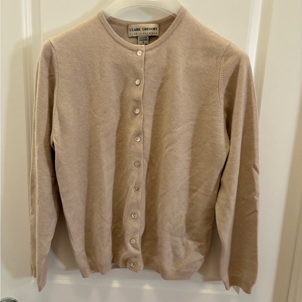 Clark Gregory 100% Cashmere Crewneck Cardigan Size Small